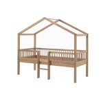 Housebed Forrest με σκάλα από Φυσικό Ξύλο Δρυς 200×90 (Αποσπώμενη σκεπή)