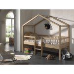 Housebed Forrest με σκάλα από Φυσικό Ξύλο Δρυς 200×90 (Αποσπώμενη σκεπή) - Image 3
