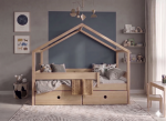 Dreamy Housebed Κρεβάτι σπιτάκι από μασίφ οξιά με αφαιρούμενη σκεπή