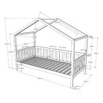 Παιδικό κρεβάτι με σκεπή Cabin Dallas Ανθρακί 90X200 εκ. Μασίφ Πεύκο - Image 4