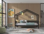 Παιδικό κρεβάτι με σκεπή Cabin Dallas Ανθρακί 90X200 εκ. Μασίφ Πεύκο - Image 3
