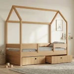 Kiddy Σπιτάκι Κρεβάτι Montessori Natural 3 σε 1 με Αφαιρούμενη Σκεπή - Image 3
