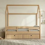 Kiddy Σπιτάκι Κρεβάτι Montessori Natural 3 σε 1 με Αφαιρούμενη Σκεπή - Image 8